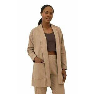 Pact Airplane Wrap Open Front Shawl Collar Cardigan in Natural Beige Size M/L